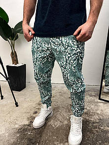 Штани чоловічі весна-осінь зелені вільні на манжеті з малюнком Pattern