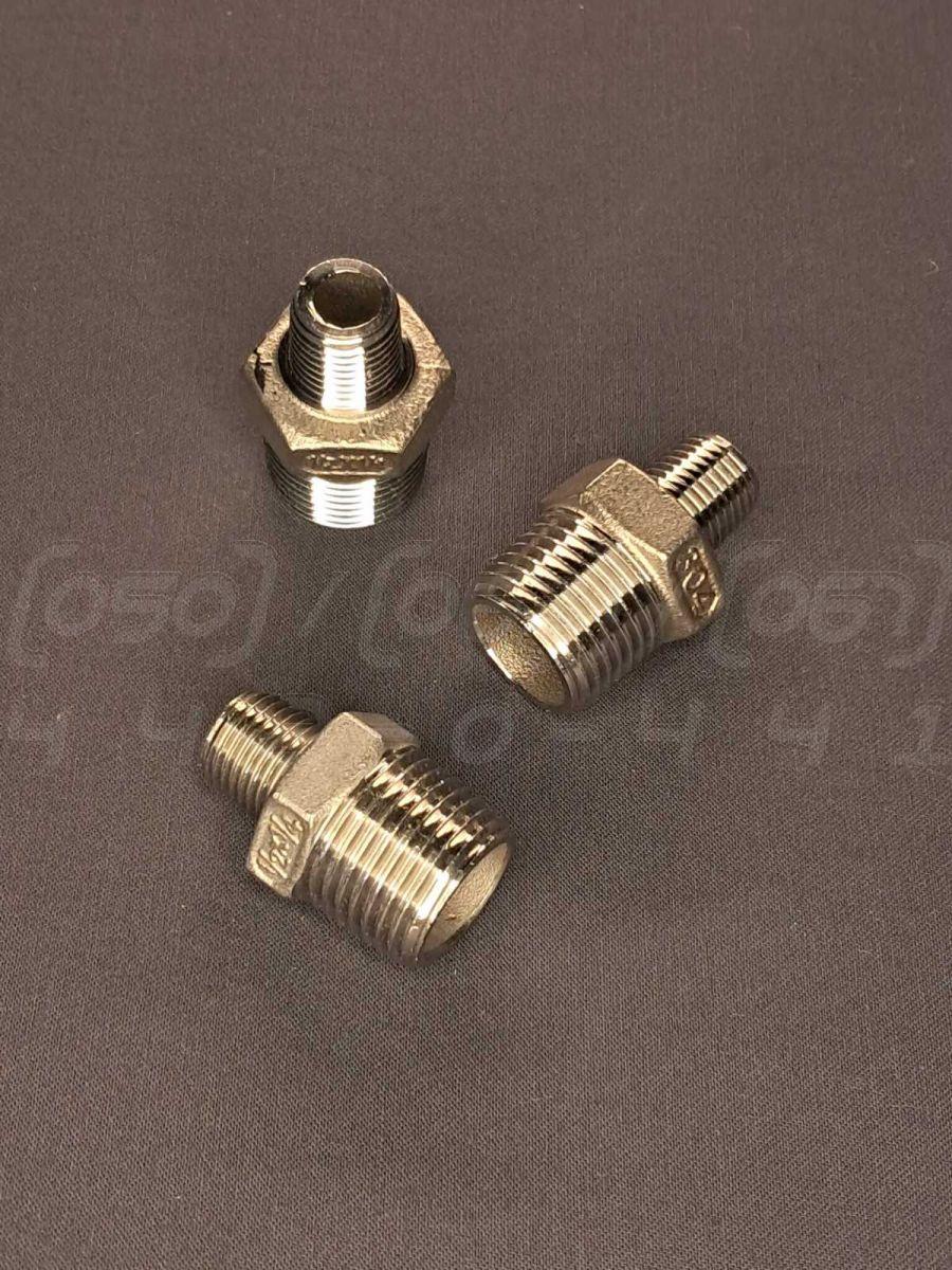 Ніпель перехідний різьбовий нержавіючий DN15x8 (1/2"x1/4") н/ж сталь AISI 304, з шестигранником, Class 150, фото 1