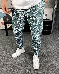 Штани чоловічі весна-осінь зелені вільні на манжеті з малюнком Pattern