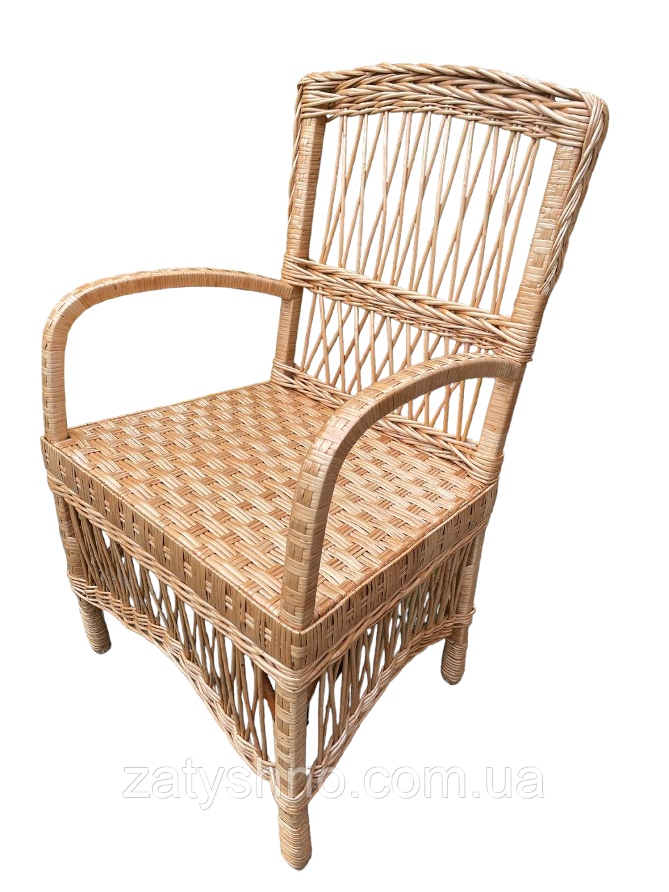 Стільчик плетений із підлокітниками