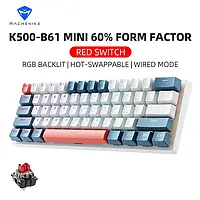 Механическая Игровая Клавиатура Machenike k500-b61 60% Red Switch с подсветкой RGB Hot-swap