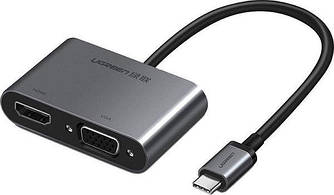 Адаптер перехідник Ugreen USB Type-C to HDMI VGA Silver (CM162)