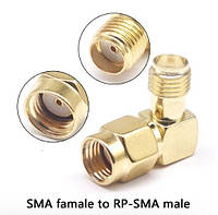 Разъем Rp-SMA M - SMA F 90 гнездо переходник, штекер Rp-SMA M/SMA F 90° Радиочастотный адаптер