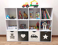 Стеллаж для игрушек и книг на 12 ячеек для детской комнати 4 тумбочки