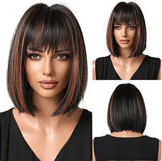 Перука чорна каре Megan, натуральне синтетичне волосся DC2080-1, фото 5