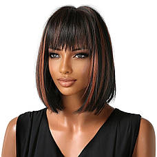 Перука чорна каре Megan, натуральне синтетичне волосся DC2080-1, фото 2