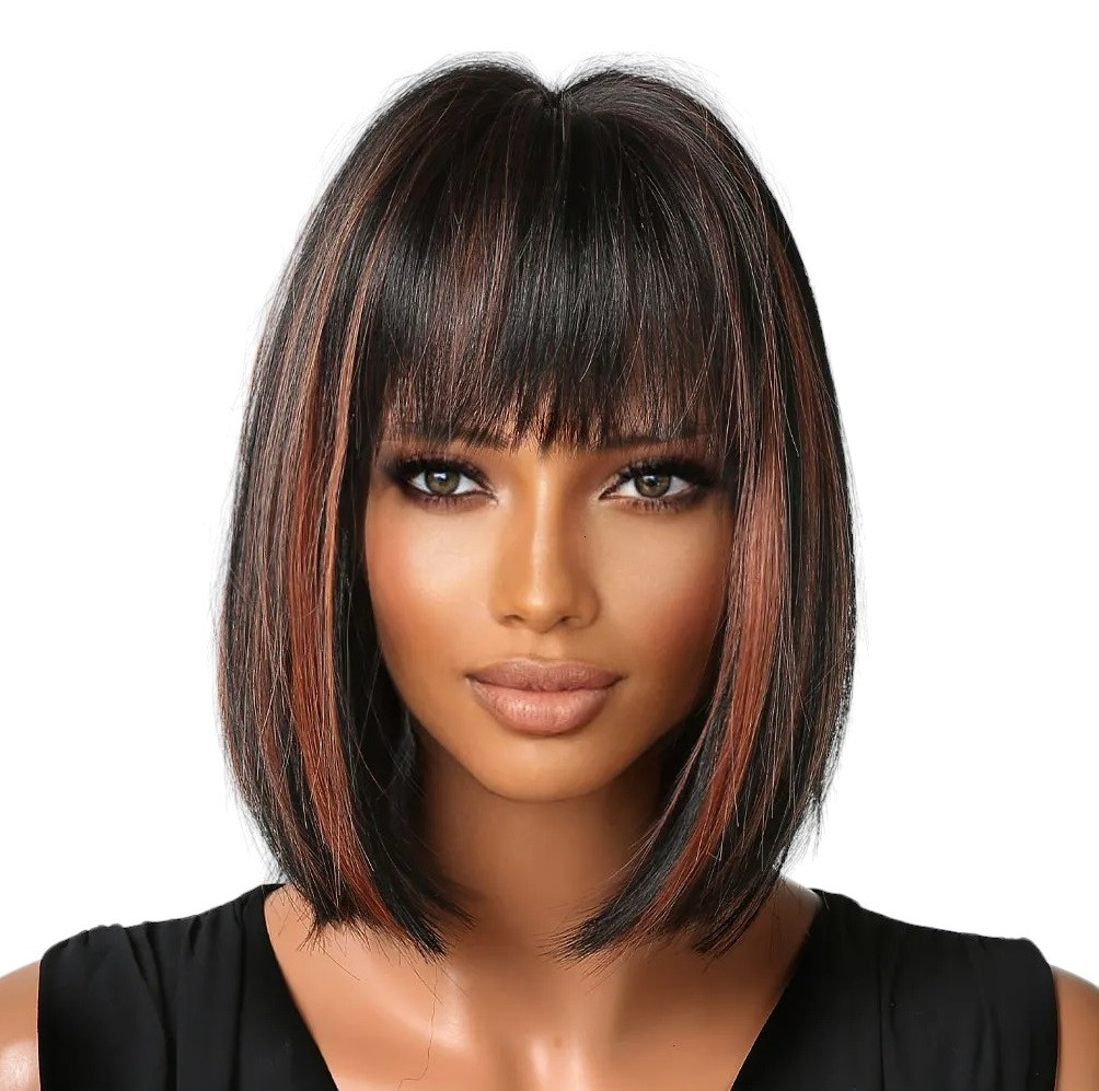 Перука чорна каре Megan, натуральне синтетичне волосся DC2080-1