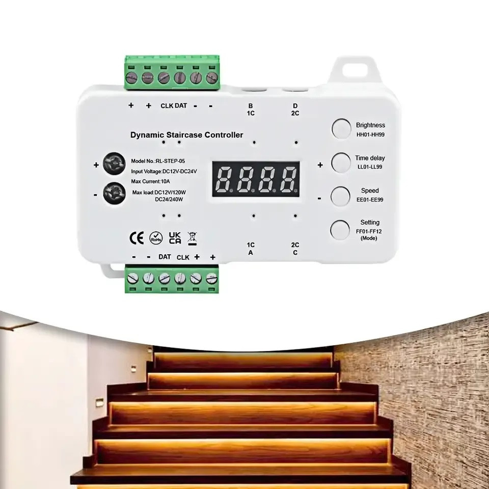 PIR вмикач/контролер LEDTech для автоматичного підсвічування щаблів сходів RL-STEP-05