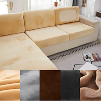 Накидки на диванные подушки на резинке замша стильные, чехлы на диванные подушки микрофибра Бежевый