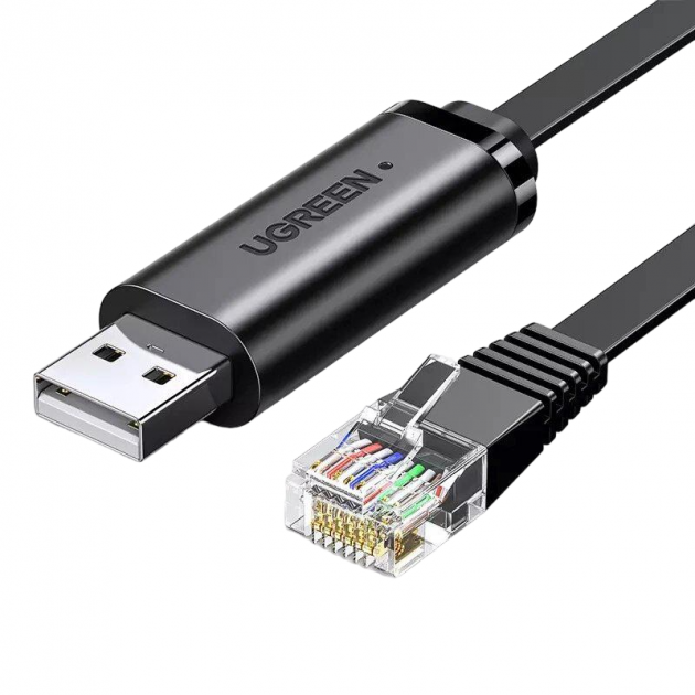 Консольний сетевой кабель Ugreen USB - Ethernet RJ45 Console Cable 1.5m Black (CM204)