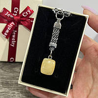 Натуральный камень Солнечный цитрин - кулон талисман в форме "мини блок" на брелке - подарок в коробочке