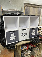 Стелаж для іграшок і книг на 6 комірок (біло-сірий) для дитячої кімнати