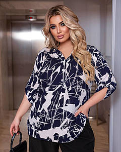 Блузка - сорочка жіноча зі штапелю у великому розмірі Україна Розміри: 52.54.56.58.