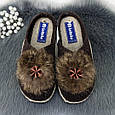 Жіночі кімнатні фетрові тапочки для ламінату Inblu коричневі з пушком 2714, фото 2