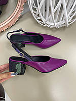 Женские туфли открытые на каблуке натуральная замша кожа Италия только отшив