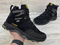 Зимові чоловічі шкіряні кросівки SALOMON черевики 48. Натуральна шкіра 100%. Колір Чорний. Гарантія! 2024