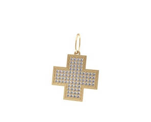 Квадратичний золотий хрестик 585* проби з Фианитовой розсипом