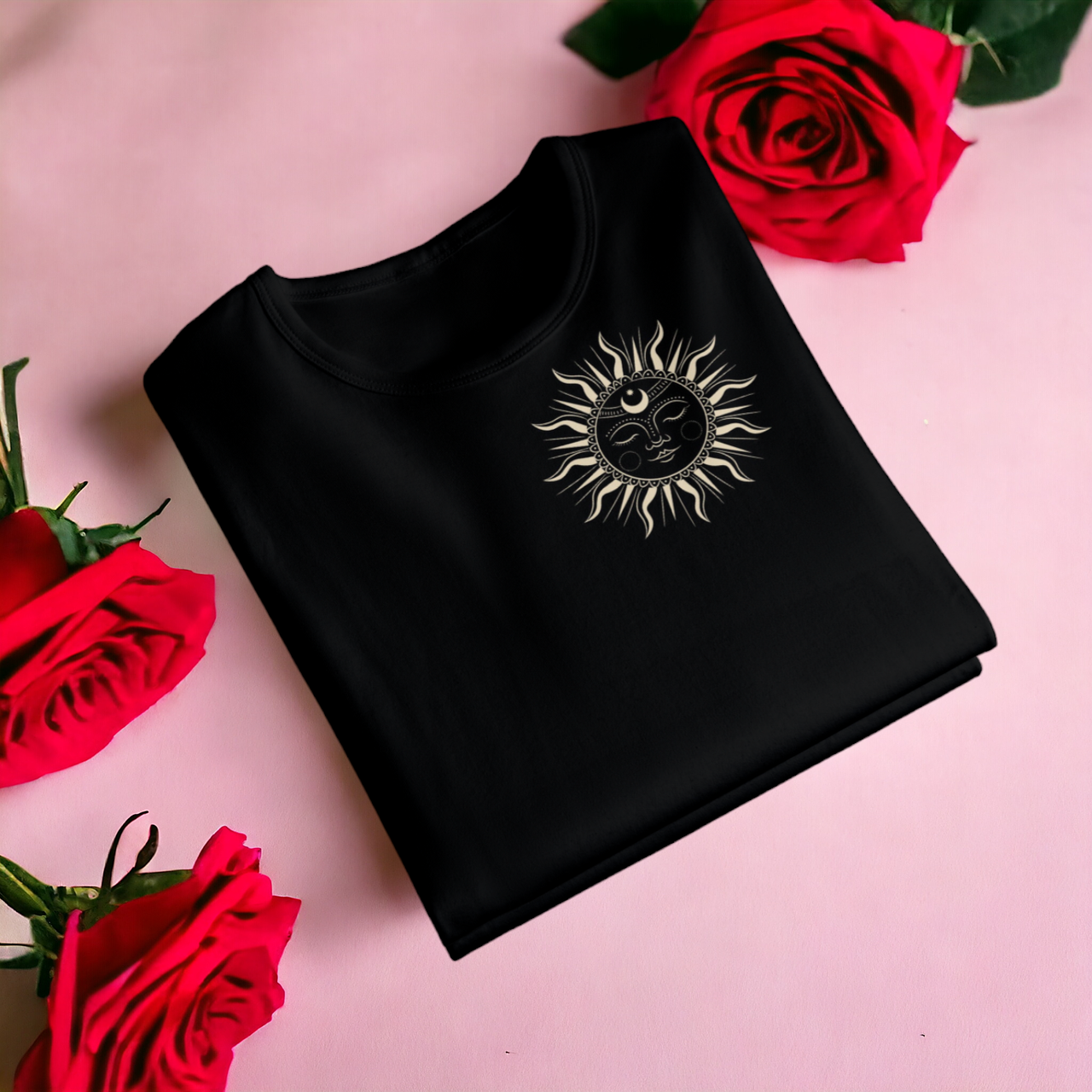 "Сонце" футболка для дівчини, чорна, фото 1