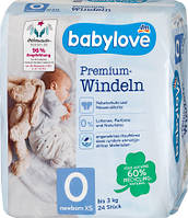 Подгузники Babylove premium 0 (до 3кг) 24шт Германия