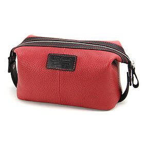 Косметичка жіноча велика шкіряна tom stone 064 R-B червоно-чорна