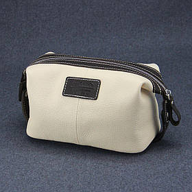 Косметичка велика шкіряна біла Tom Stone 064 MBR