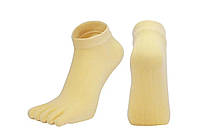 Носки для йоги и пилатеса нескользящие закрытые Amber Grip желтый (35-40)