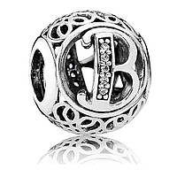 Серебряный шарм Pandora Буква В 791846CZ