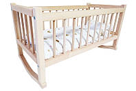 Кроватка для куклы деревянная с постелью 04331 р.48*25*27см