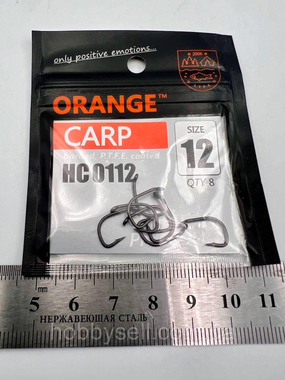 Короповий гачок номер 12 для флету HC01 ORANGE 8шт Флет фідер гачки, фото 1