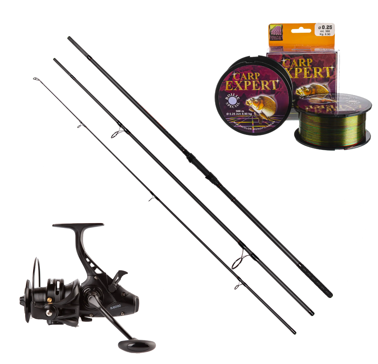 Вудилище  Feima EOS (FOS) з котушкою Weida BJ  + волосінь Carp Expert Multicolor 300m