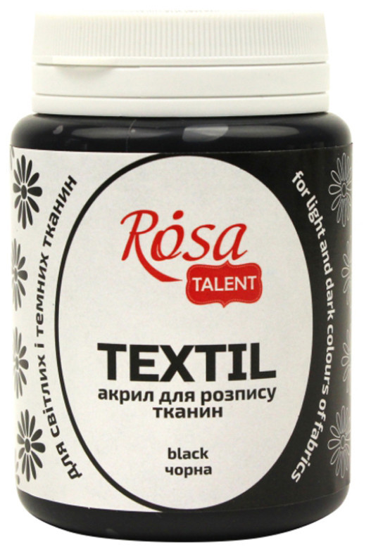 Фарба акрилова для тканин Rosa Talent Чорна 80мл