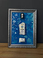 Картина з розбитою пляшкою всередині, картина ручної роботи, пляшка джина Bombay Sapphire