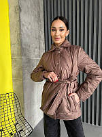 Жіноча весняна куртка коротка пальто Плащ 42-44,46-48 чорна мокко сіра Силікон 150 з підкладкою Стьобана S M L