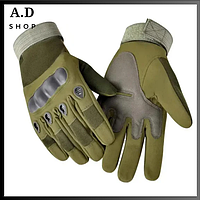 Тактические перчатки полнопалые усиленные (велоперчатки, мотоперчатки) Eagle Tactical ET-12 Green Размер М