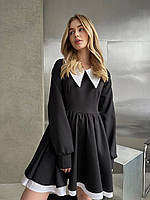 Сукня чорна з довгим рукавом тканина костюмка та котон артикул 394