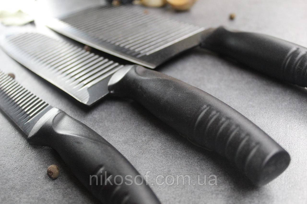 Кухонные ножи для дома 3 предмета наборы качественных волнистых профессиональных острых кухонных ножей ADSNS - фото 3 - id-p2098966204
