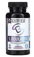 Zhou Nutrition, Saccharomyces Boulardii, Сахаромицеты Буларди желудочно-кишечный пробиотик, 8 млр, 60 капсул