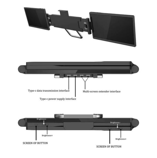 Тройной портативный монитор 11,6 дюйма для удлинителя экрана ноутбука 1920x1080P FHD LCD IPS SHP - фото 3 - id-p2098975144