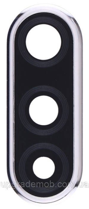 Скло камери Huawei P30 Lite 48MP з рамкою сріблястого кольору Pearl White, фото 1