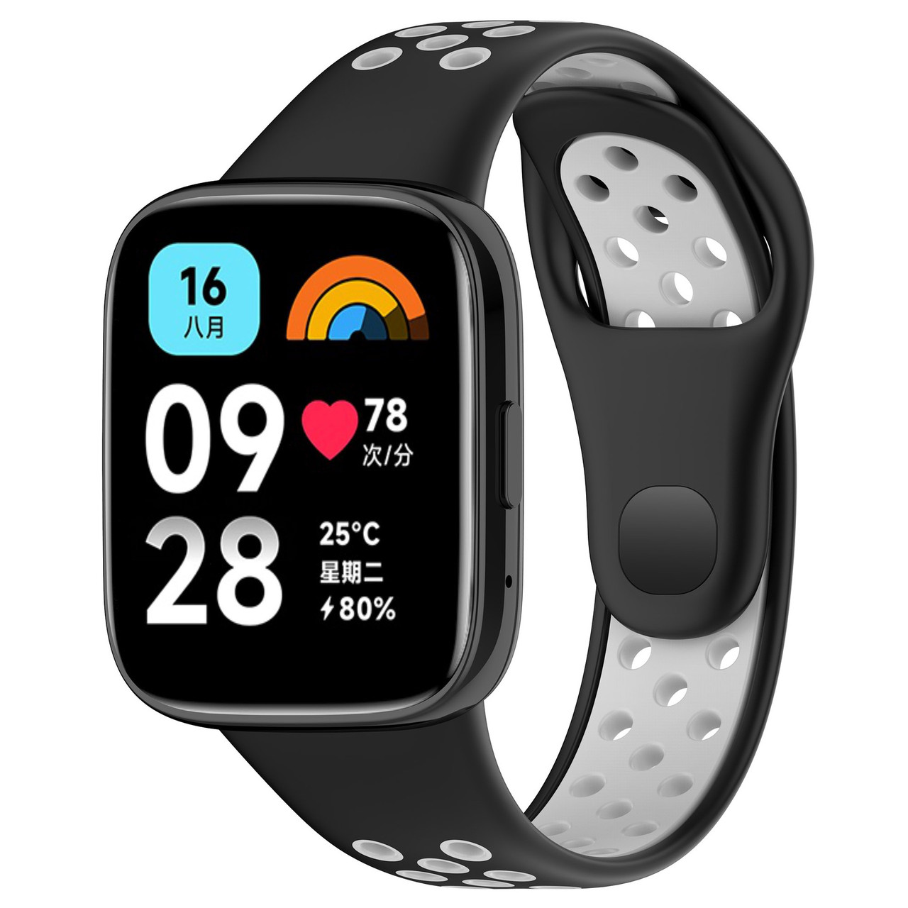 Перфорований ремінець для Xiaomi Redmi Watch 3 Active "Сіро-чорний" (VANAX64004)