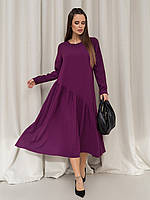 Фиолетовое платье с асимметричным воланом, размер 4XL
