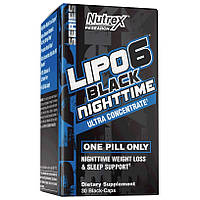 Жироспалювач Nutrex Research Lipo-6 Black NightTime Ultra Concentrate, 30 капсул