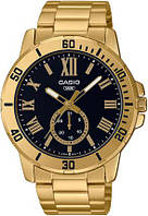 Часы Casio MTP-VD200G-1B наручные мужские классические на стальном браслете, золотистые | оригинал, гарантия