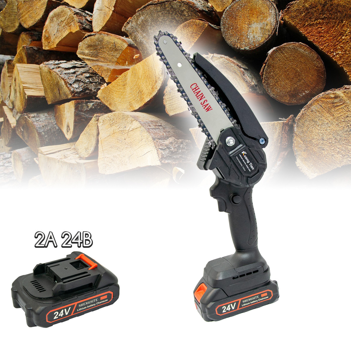 Акумуляторна ланцюгова пила Kuang Tian CHAIN SAW 6" TL0600 24В акумуляторна пила для саду, кущоріз (ST)