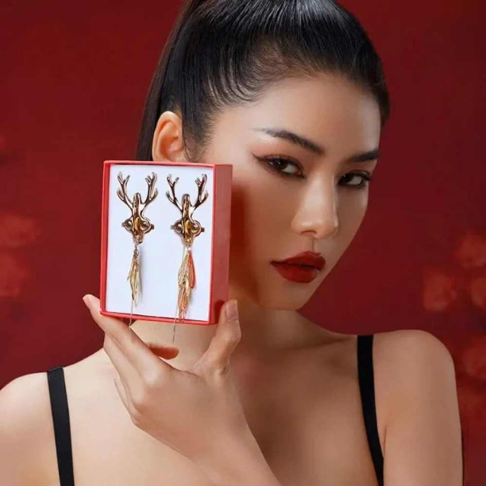 Затискачі для сосків металеві у формі оленів золоті Sevanda "Lockin Stag Clamps" LOCKINK
