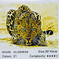 Алмазная мозаика 30 х 40см "Леопард" рулон в PVC (без подрамника)