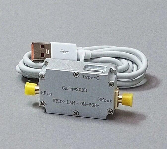 Підсилювач радіосигналів 10 МГц-6 ГГц 20 dB, малошумний, TYPE-C