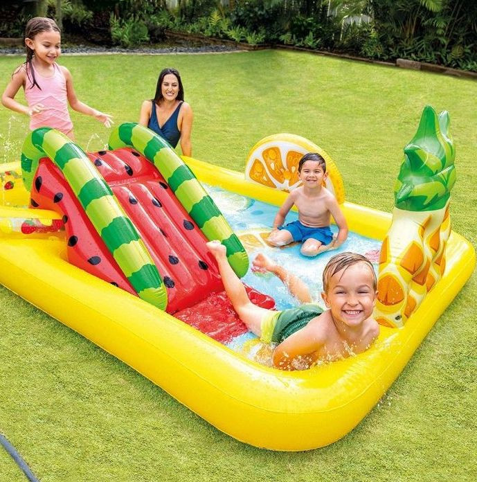 Надвний ігровий центр Intex 57158 "Фрукти" з гіркою, фото 1