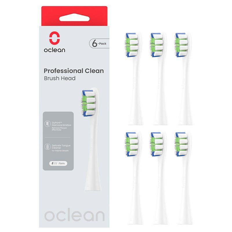 Насадка для зубної електрощітки Oclean P1C1 W06 Professional Clean Brush Head White (6 шт) (6970810553802) DS