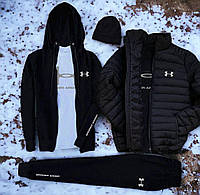 (п) ФЛИС Комплект с курткой Under Armour (худи на змейке+штаны+футболка+шапка+куртка)